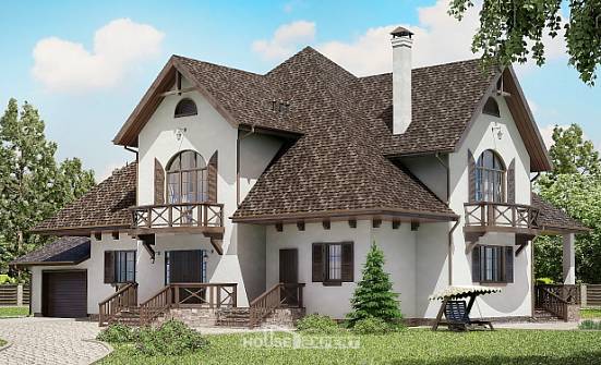 350-001-Л Проект двухэтажного дома с мансардой и гаражом, красивый дом из арболита | Проекты домов от House Expert