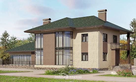 305-003-П Проект двухэтажного дома, красивый загородный дом из бризолита | Проекты домов от House Expert