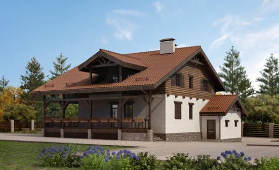 255-002-Л Проект двухэтажного дома мансардой, гараж, современный загородный дом из теплоблока | Проекты домов от House Expert