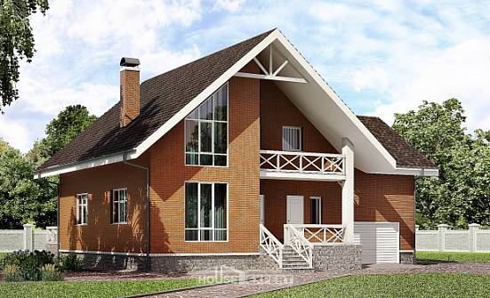 215-001-П Проект двухэтажного дома с мансардой и гаражом, средний загородный дом из теплоблока | Проекты домов от House Expert